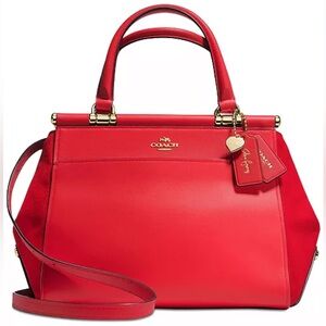 COACH NEW Selena Gomez Grace Leather Suede Drifter Satchel Shoulder Bag Red Gold